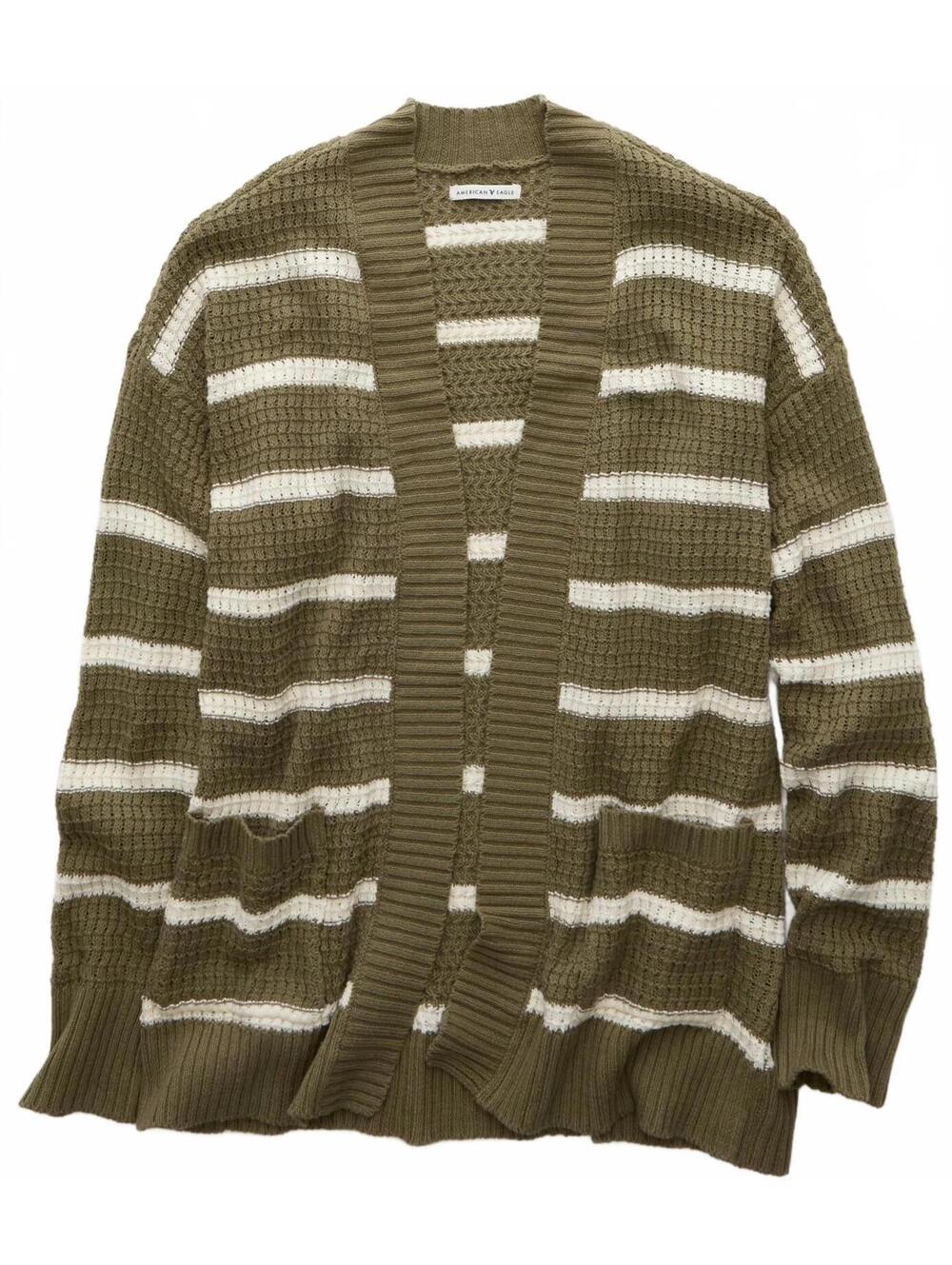 AE Open Knit Cardigan American Eagle NWT Washed Olive XS - Picture 6 of 9